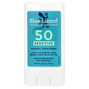 Blue Lizard Australian Sunscreen Sensitive Mineral Sunscreen Stick, SPF 50, 0.5 oz (14 g)