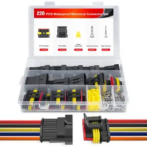 Nilight 220PCS 5 Pin Electrical Connector ‎Plug Male Female Terminal Wire Connectors Waterproof 5 Way Automotive Connect Set for Car Truck Motorcycle Marine Boat 10 Sets