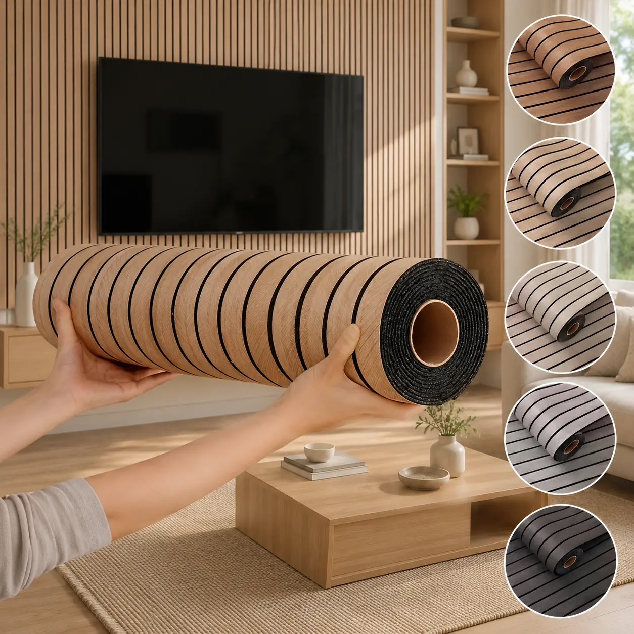 BRODARK 3D Embossed Wood Grain Peel-Stick Wallpaper - Summervibes Premium Thick Removable Waterproof Vinyl Covering, Anti-Static, Washable, 1 Roll (15.7x118.1in) for Home DIY Décor (Bathroom, Living Room), Aesthetic Home Decor Ideas