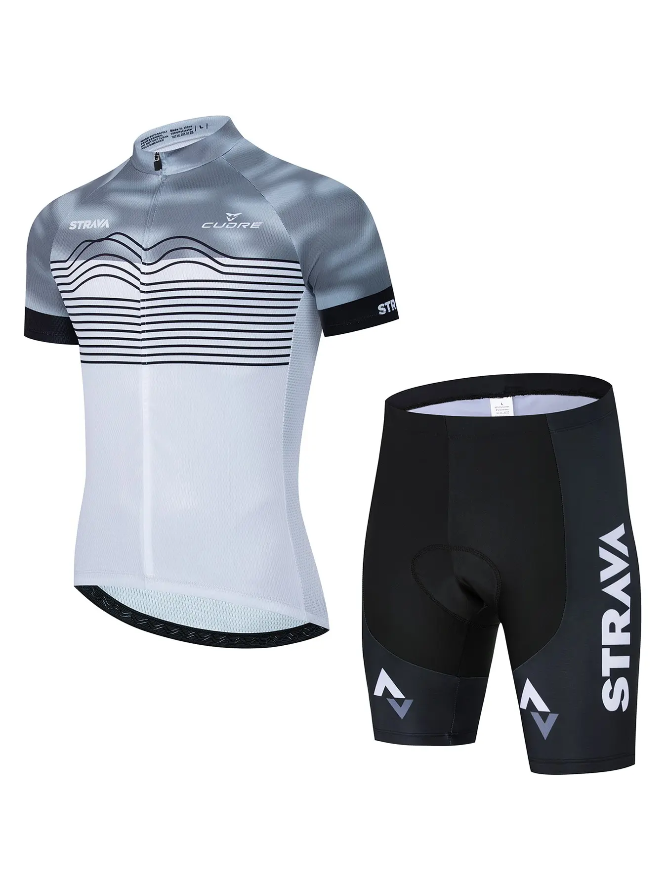 Men's Cycling Short Sleeve Set, Breathable Dry Fit Sportswear, Workout Sets, Road Bike Shirt, Three Back Pockets, Round Neck, Geometric Print, All Seasons, Sports Clothing