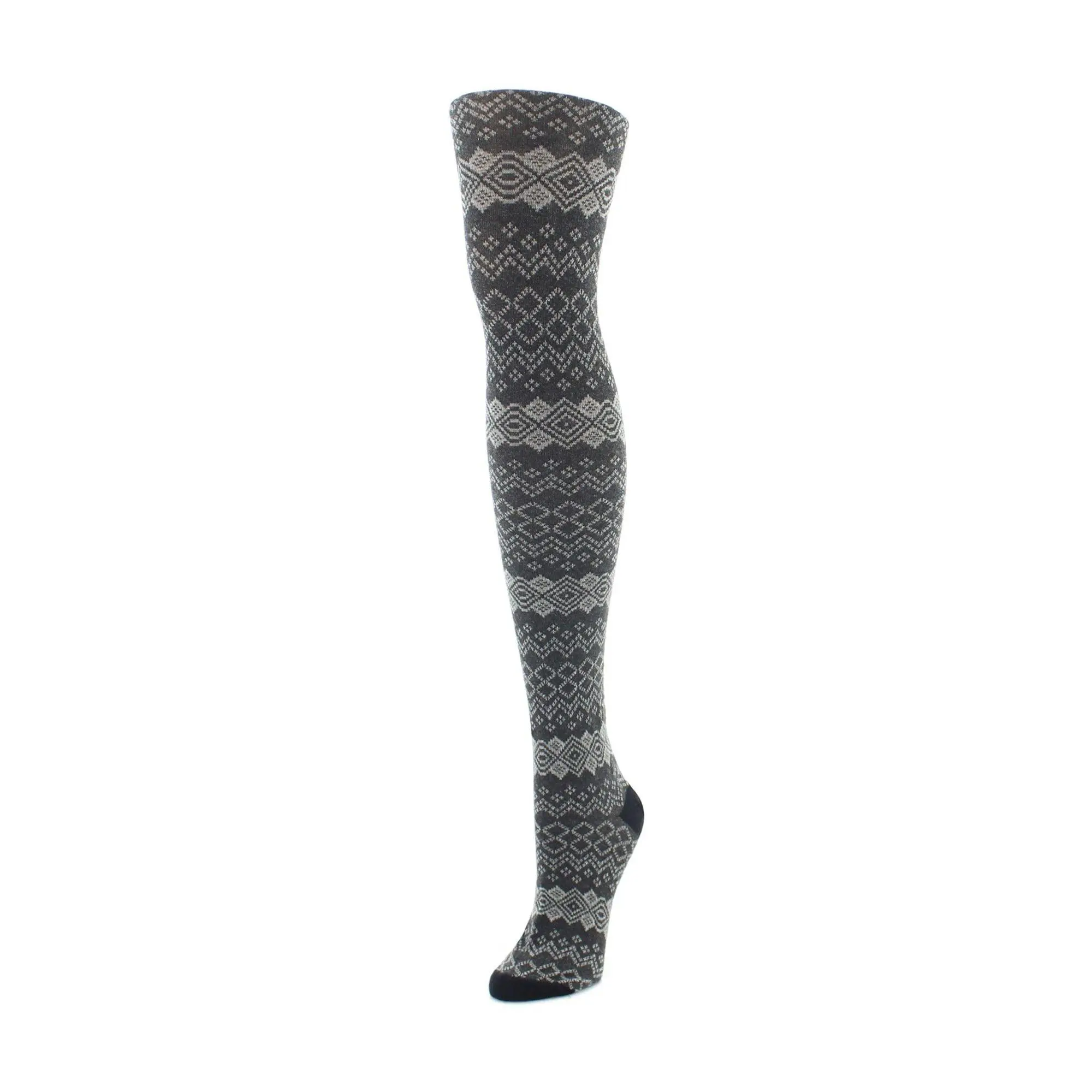 Memoi Horizontal Diamond Sweater Tights