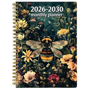 2026-2030 Month Planner/Calendar - January 2026 - December 2030, 5-Year Month Planner, Spiral Bound Planner, Colorful Bee Floral Theme Cover Design Notebook, Annual Calendar Plan, Month Tabs, 60-Month Calendar, 5.5 Inches X 8.3 Inches