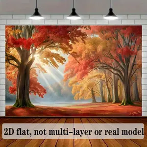 2D Flat, 1pc Autumn Forest Wall Banner - Soft Polyester Seasonal Decor Suitable for Home, Party Background, Room Decorations - Cozy for Christmas, Thanksgiving, Fall Parties & Gifts ( Colors)