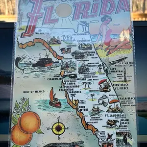 Vintage inspired tin sign 8x12 #64 Florida retro map