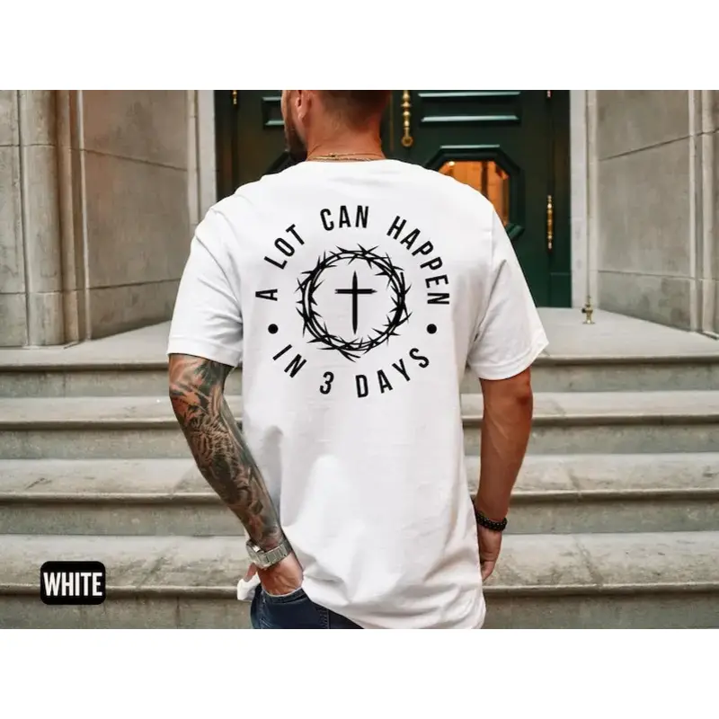 Men's Classic Cotton Christian Shortsleeve Round Neck T-Shirt - All Seasons Sports Outerwear, Casual Religious Easter Resurrection Sunday Scripture Top, 4XL-5XL Full Colors Streetwear Clothes