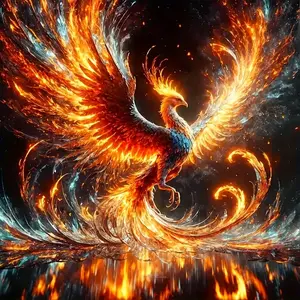 Large Size 5D Diamond Painting Kit, Craft, Flame Phoenix, 39.98x39.98 Cm, Acrylic Frameless Cross Stitch Mosaic Art, Perfect Home Gift Decor