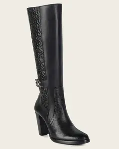 CUADRA WOMEN'S BLACK DEER  ZIPPER ROUND TOE BOOTS