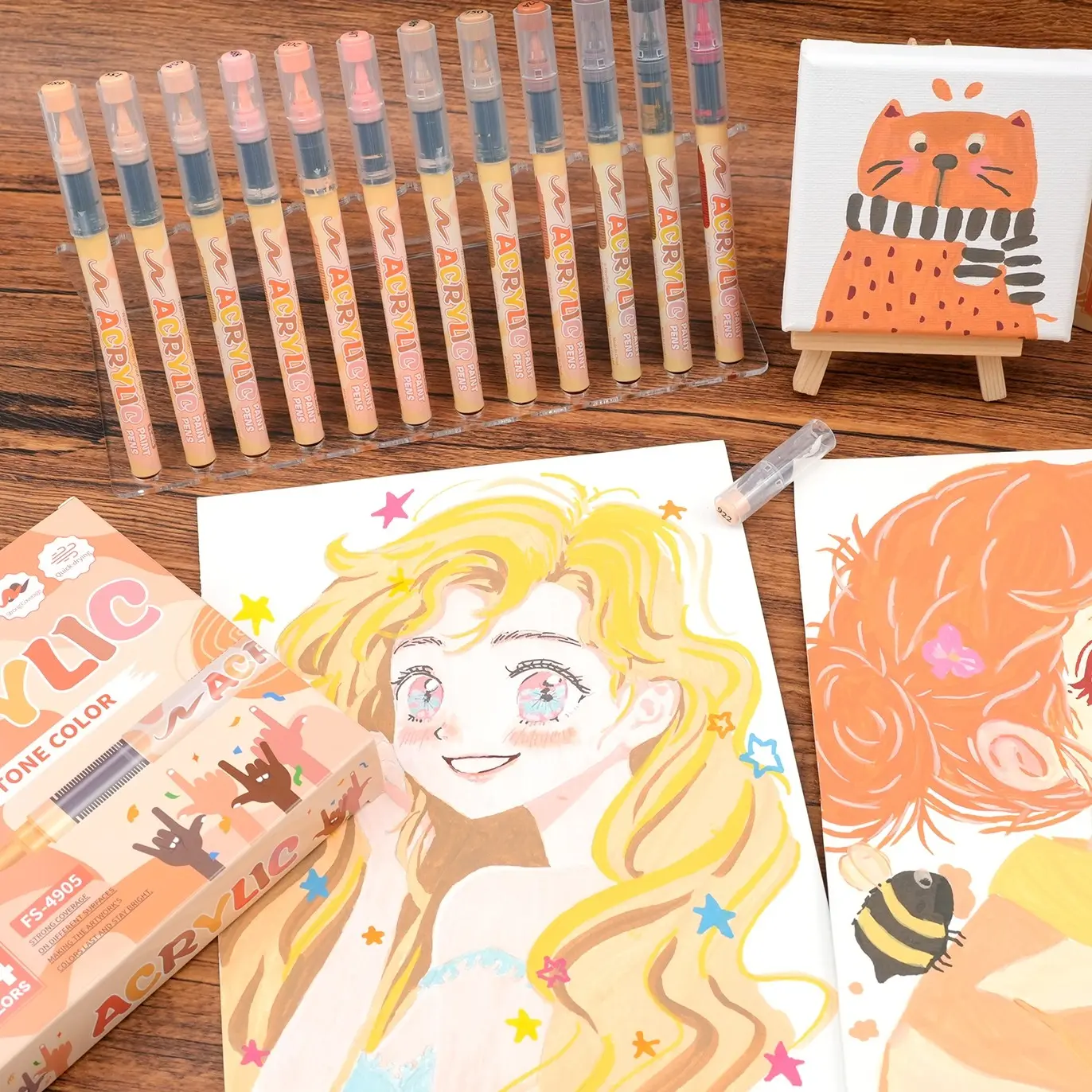 Skin Tones Art Markers, Art Markers Set, 12/24/36/72 Color Soft Brush Tip Acrylic Paint Pens, Artist Pens, Quick-Drying Waterproof Acrylic Paint Markers for Illustration Sketching, Wood,Glass,Fabric,Rocks Painting