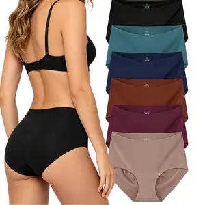 Women's High-Waisted No Roll-Down Tummy Control Panties, Seamless Invisible Shaping Underwear, Smooth Breathable Soft Stretchy Fabric, Hip-Enhancing Basic Fit, Minimalist, Plus Size Friendly, S-XXL Sizes, 4/6 Pack for Heavy Flow & Everyday Wear