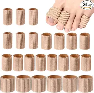24 Pieces Toe Tubes 0.98 Inches Cushion Tube Corn Pads for Toes Sleeves Soft Gel Protectors for Cushions Corns Blisters Calluses 3 Size