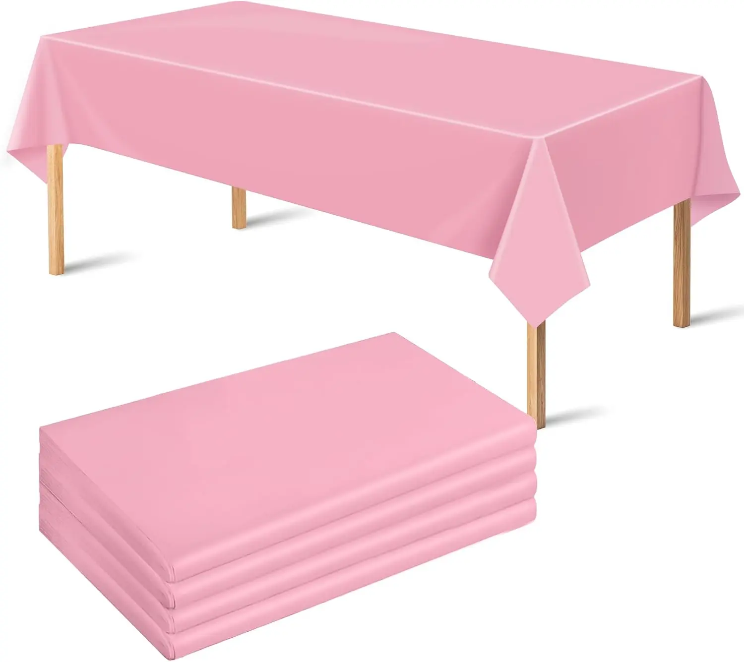 4 Pack Plastic Table Cloth Disposable,Pink Tablecloth - Pink Table Cloths for Parties - Pink Birthday Party Decorations,Mothers Day Decorations