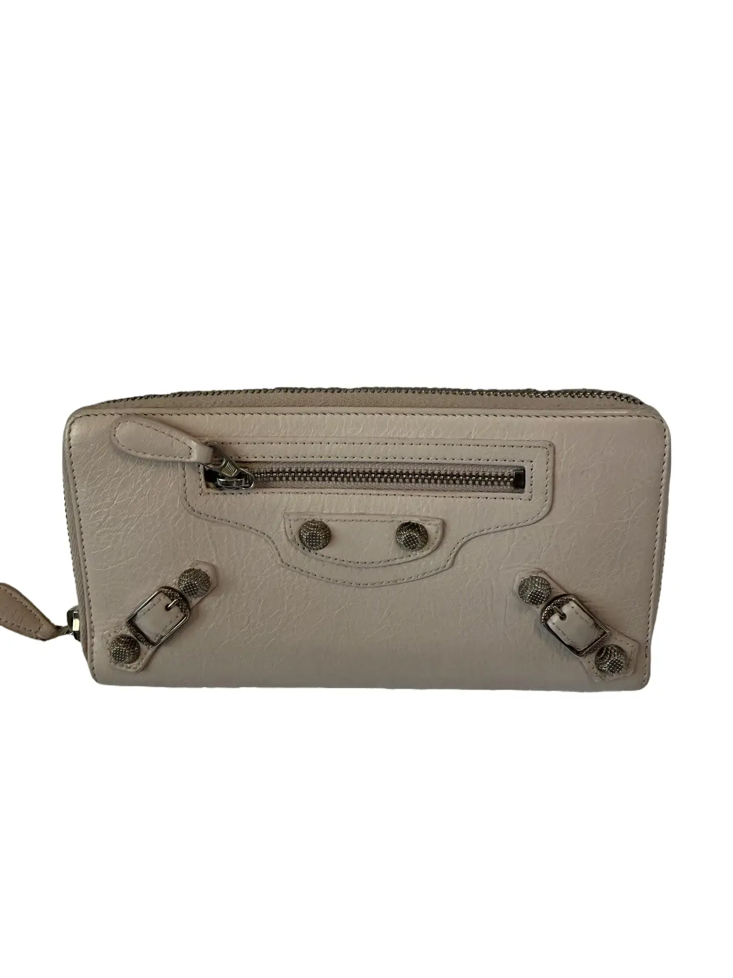 Pre-owned Balenciaga Leather Bag Accessories Metallic Edge Zip Around Wallet