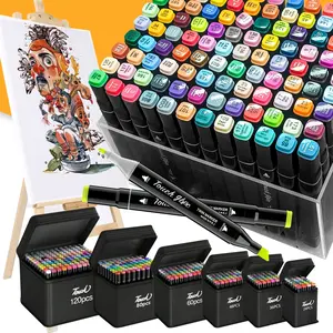 Premium Color Alcohol Marker Set - Dual-Tip Professional Permanent Sketch Markers with Blending, Art Supplies for Detailed Artwork and Diamond Painting