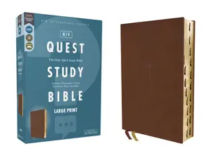 NIV, Quest Study Bible, Large Print, Leathersoft, Brown, Thumb Indexed, Comfort Print: The Only Q and A Study Bible by Christianity Today Intl. [Leatherbound Book]