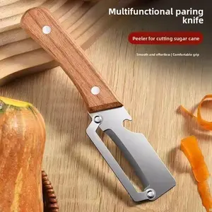 2PCS Kitchen Multi-Function Stainless Steel Thickened Fruit Peeler Knife for Sugar Cane and Pineapple Skin Removal Special Tool