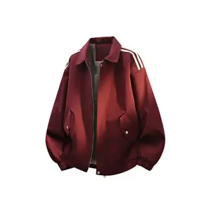 Bmuvlss Men's Burgundy Fleece Jacket Winter Warm Coat with Full-Zip Closure & Lapel Collar - Loose Fit Striped-Like Pocket Design, Machine Washable Polyester Outer for Campus, Travel, Casual (Red-Burgundy Color) - & Sizes, PLUS SIZE