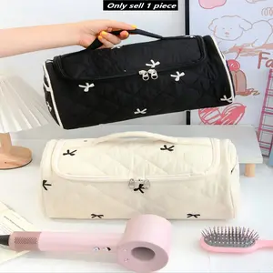 Large Capacity Quilted Makeup Bag, Luxury Travel Wash Kit, Portable Hair Dryer Storage, Multi-Pocket Travel Organizer, Stylish Handbag, Travel Cosmetic Bag