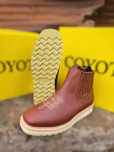 BOTIN DE TRABAJO DE PIEL ROBLE COYOTE REAL / MEN'S WORK CHELSEA BOOTS full-grain LEATHER Footwear Walking Shoes