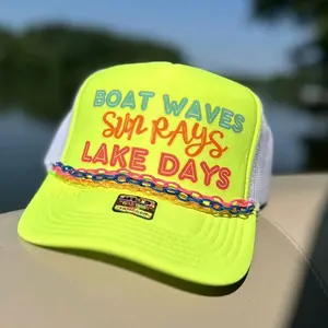 Boat Waves, Sun Rays, Lake Days dtf transfer on an Otto hat.