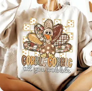 Thanksgiving Gobble Till You Wobble Sweatshirt, Turkey Shirt, Fall Hoodie, Girly Fall Outfit, Autumn Apparel, Thanksgiving Gifts, For Women For Men