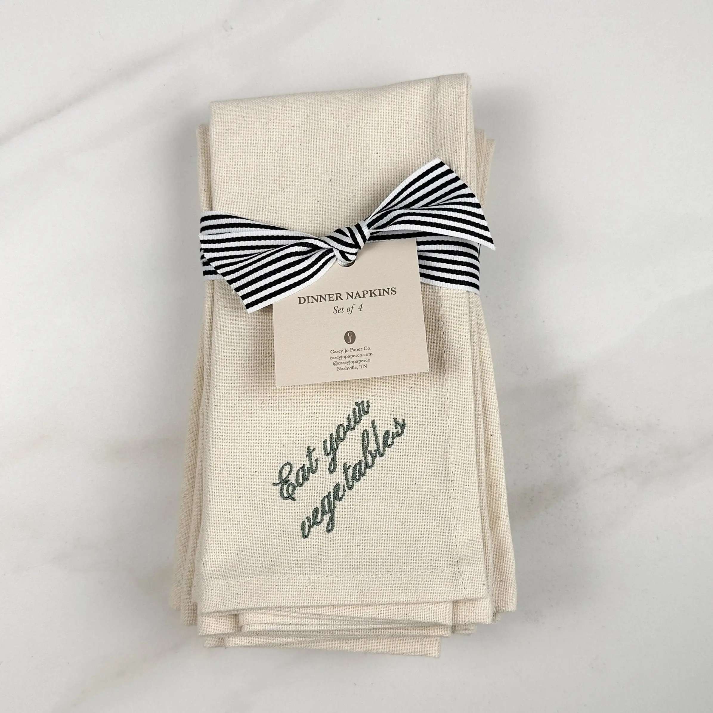 "Eat your vegetables" Embroidered Dinner Napkins