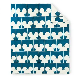 Disney Store Mickey Mouse Icon Throw Blanket – Blue/White