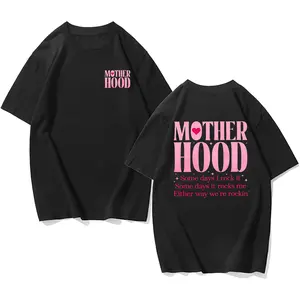 Relaxed Fit Oversized Shortsleeve Round Neck Cotton Blend Lightweight Tops - Slogan Print, Machine Washable, Casual Sports Tops, All-Season Wear, Ideal Mother's Day Gift