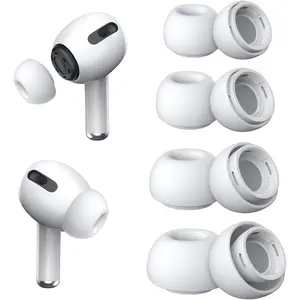 [4 Pairs] Replacement Ear Tips for Airpods Pro and for Airpods Pro 2nd Generation with Noise Reduction Hole in Portable Storage Box, with Cleaning Sticks and Cleaning Putty(White-XS/S/M/L)