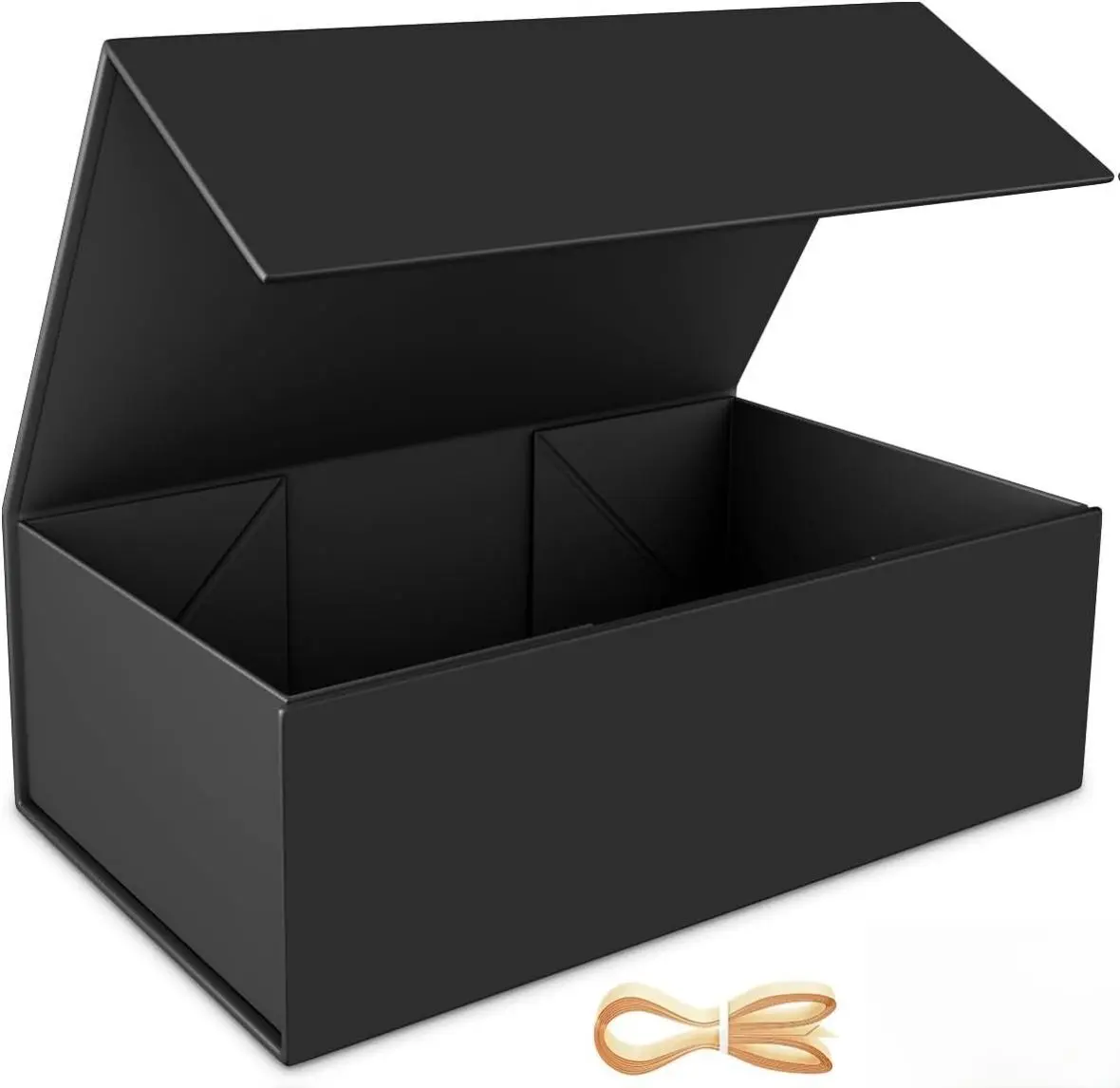 Sleek Black Magnetic Closure Office Gift Box with Lid (9.5x6x3 in) - Foldable Box, Concealed Design, Easy Assembly, Easy Storage, Triangle Sticker for Office Gifting