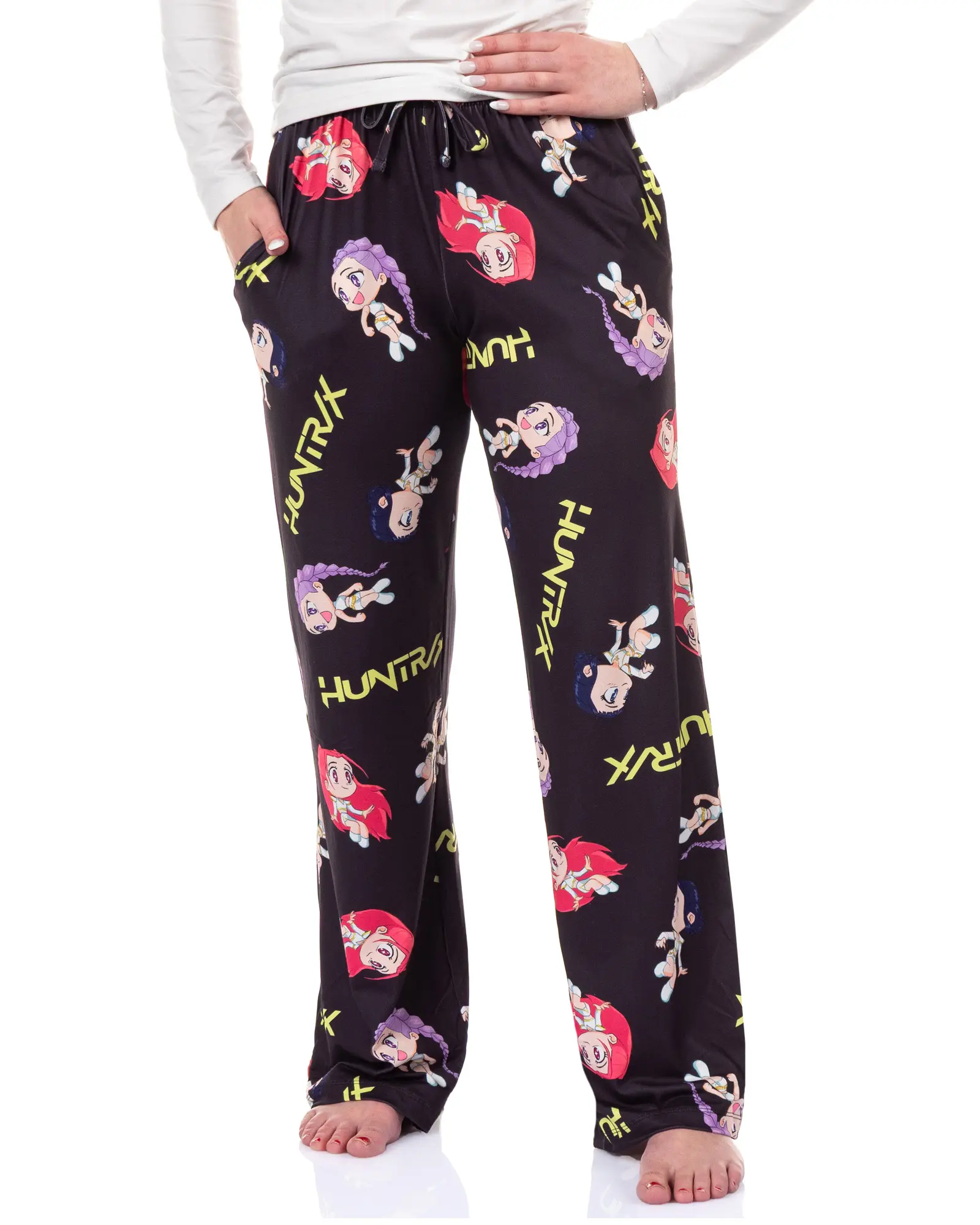 K-Pop Demon Hunters Pajama Pants HUNTR/X Chibi Toss Women's Sleep Lounge Bottoms