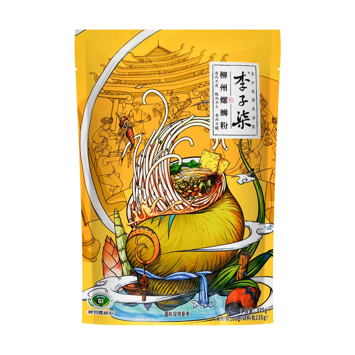 LIZIQI Authentic Liuzhou River Snails Rice Noodles (335g) - Spicy & Sour Instant Noodle Bowl, Premium Chinese Delicacy, Fast Delivery