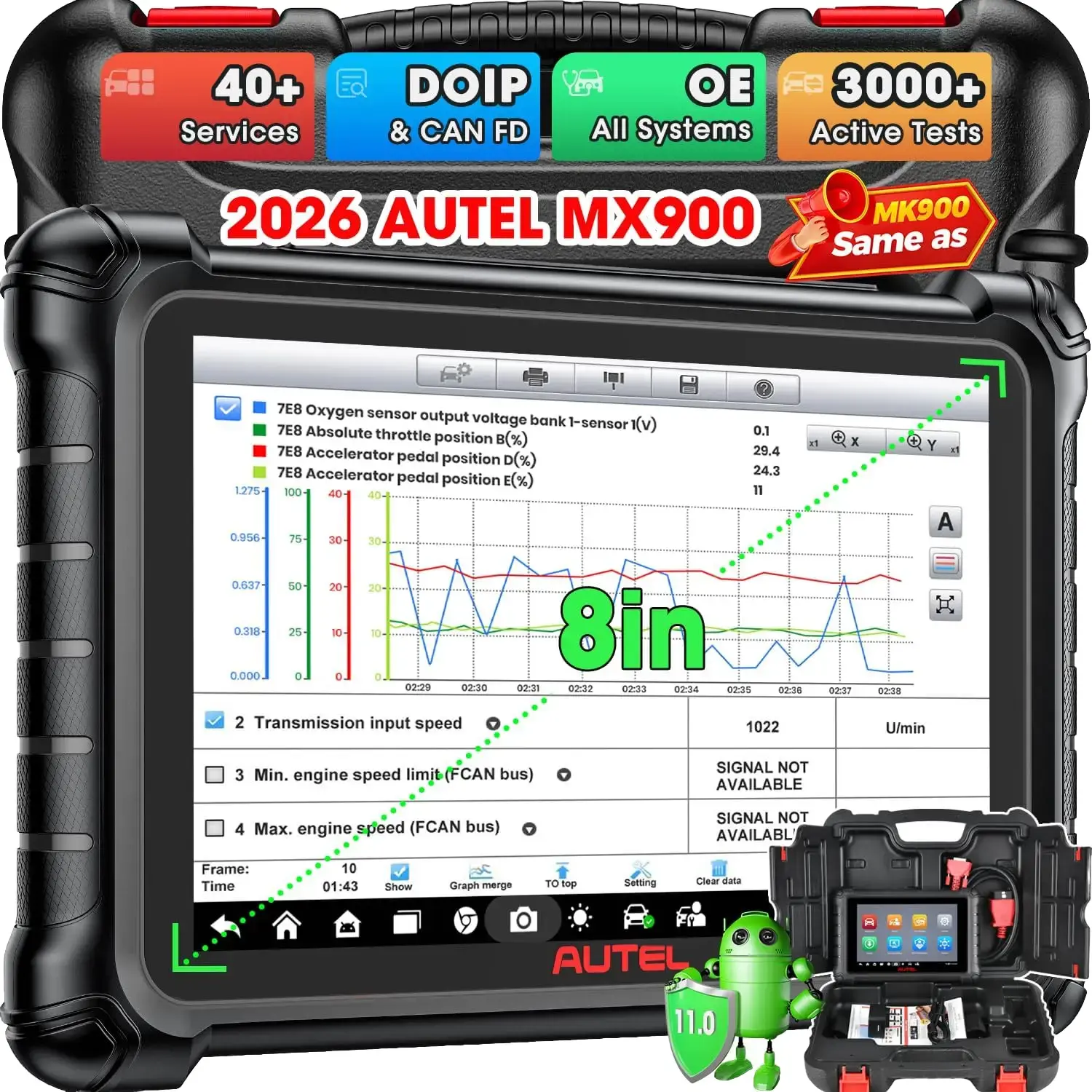 Autel MaxiCheck MX900 Bidirectional OBD2 Scanner, 3000+ Active Tests, 40+ Services, All-System Diagnostics, CAN FD/DoIP, FCA AutoAuth, Auto Scan 2.0