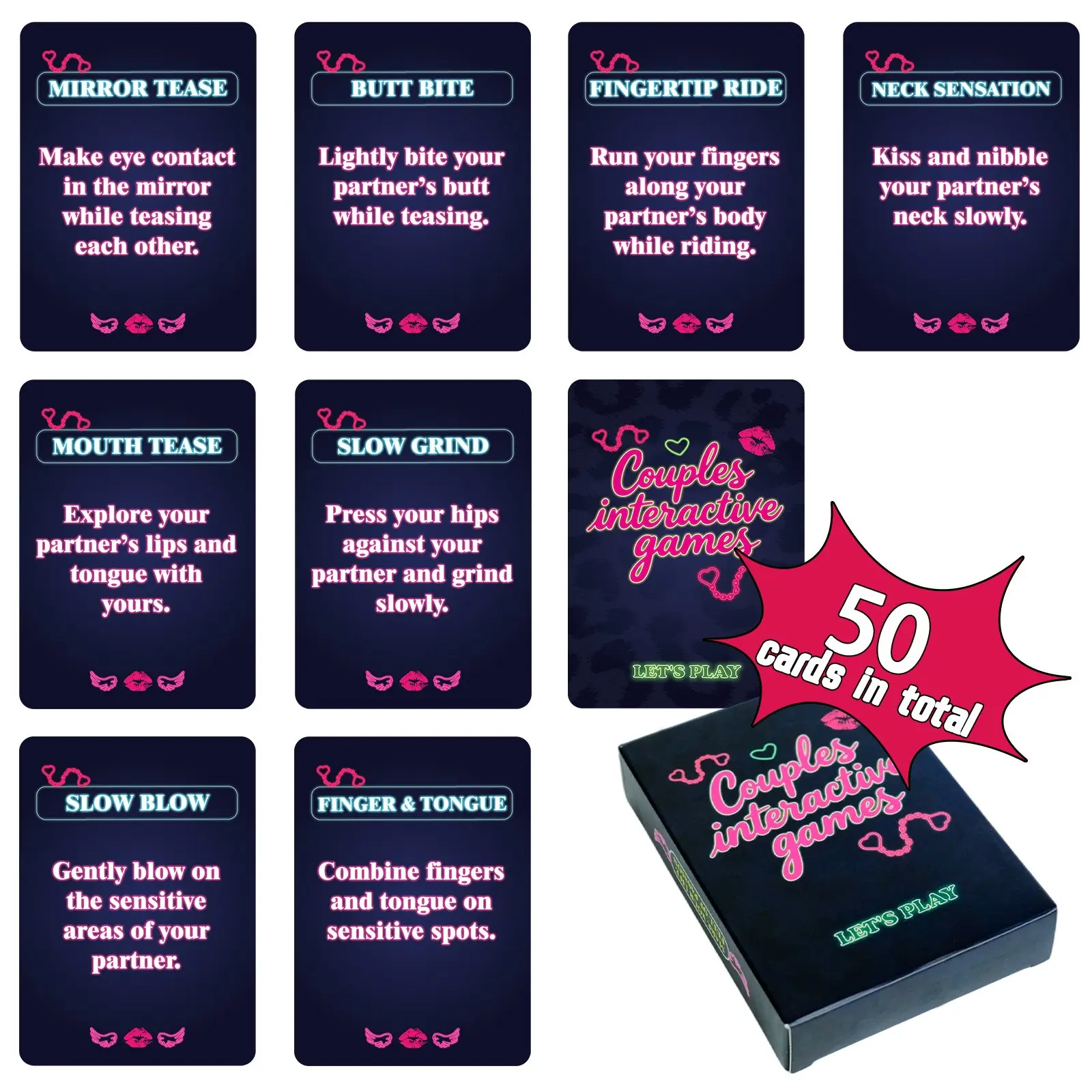 1 box of 50 sheets romantic Fun Interactive card games for couples, suitable for leisure entertainment to enhance emotional interaction, family gatherings, and romantic activities