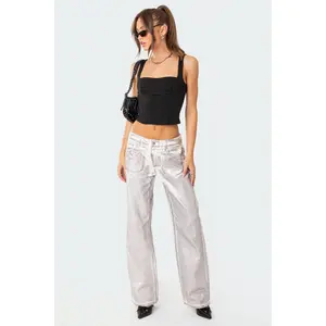 Jolene Metallic Low Rise Wide Leg Jeans