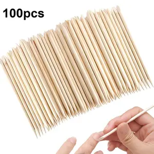 100 Pcs Wood Nail Files, Dual-Sided Wooden Cuticle Pusher, Natural Material, Ideal for Manicure, Cuticle Removal, Nail Cleaning, Essential for Salons
