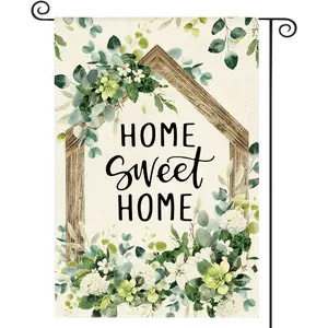 1Pc Spring's Sweet Floral Home Garden Flag 12x18-inch Double-sided Polyester Outdoor Yard Flag with Flower and Cat Watercolor Print, Versatile Decorative Holiday Decoration
