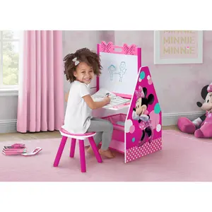 Minnie Mouse Deluxe Kids Art Table - Easel, Desk, Stool, Toy Organizer
