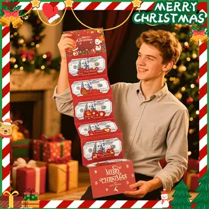 Creative DIY Christmas Card Set, Gold Foil Santa Design, 6 Card Slots, Perfect for Holiday Greetings & Party Favors