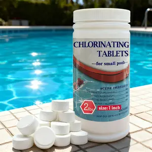 2 lbs Chlorine Tablets for Swimming Pool and Spas Use 1 inch Chlorinating Tablets - Slow Dissolving & Long Lasting Stabilized Chlorine