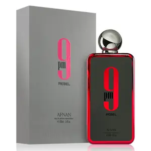 Afnan 9PM REBEL Men's Cologne - 3.4oz(100ml) Alcohol-Based Single Item, Aromatic Woody Fragrance with Amber Vanilla, Citrus Woods, Fruity Sweet Notes, Men's Colognes, Fragrance That Starts With A