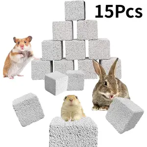 15Pcs Rabbits Lava Blocks Bunny Teeth Grinding Stone Small Animal Mineral Calcium Stone Chews Toy for Hamsters,Chinchillas and Parrot (1.57x1.57inch)- Home Improvement.
