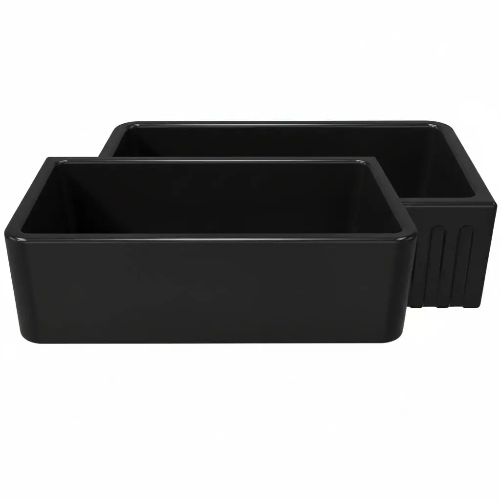 LaToscana LFS3318B 33 in. Modern Single Bowl Farmhouse Apron-Front Black Fireclay Kitchen Sink