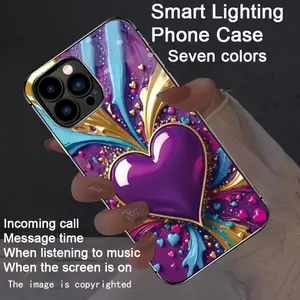 Love-Inspired Design, Colorful Smart Sound-Activated Luminous Phone Case for iPhone 16/15/14/13/12/11/Pro/Pro Max/Plus - Luminous Technology, Elegant Daytime Design, Enhanced Nighttime Visibility, Perfect for Parties and Holidays (Gift Idea)