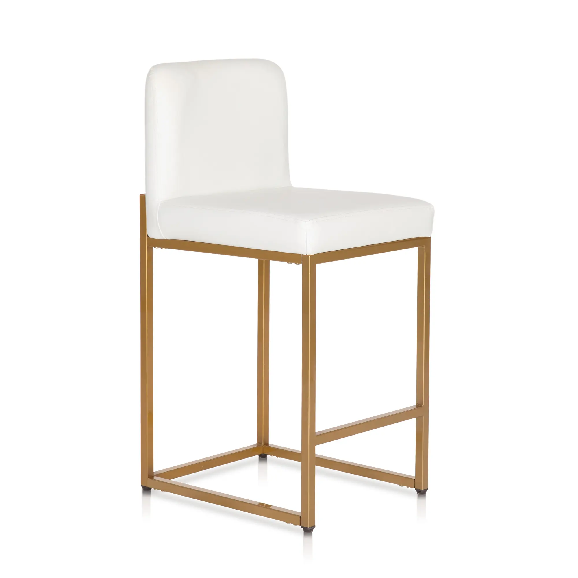 White Smooth Faux Leather + Golden Square Frame