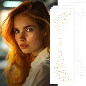 Glitter Freckles Face Tattoo 6 Sheets Face Makeup Patches Gold & Silver Star Fake Freckles Cute Temporary Makeup Accessories for Women Girls Party - Set2 springtok