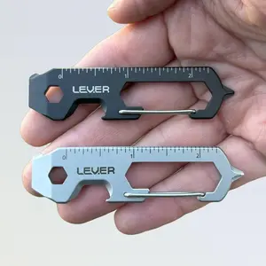 Lever Gear CLiP KT - Keychain Multitool With Carabiner - Convenient Bottle Opener, Screwdrivers, Mini Pry Bar, Box Opener And More
