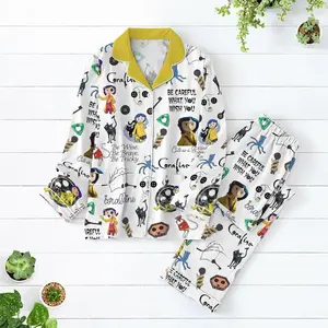 Unwind Studio Coraline Movie Pajama Set – Unisex Short & Long Sleeve Comfortable Sleepwear in 100% Polyester Herringbone Satin for Luxe Finish - Fit, Loungewear