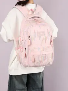1pc  Women's backpack with large capacity and zipper closure, quilted nylon backpack, fashionable and versatile, suitable for students to go to school, campus travel, work and commuting. Women's backpack