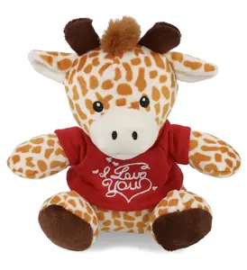 DOLLIBU 6" Soft Adorable Stuffed Giraffe - Polyester Soft-Fill Plush, Red "I Love You" Shirt, Stuffed Animal Gift for Kids, Cuddly Stuffed Animal, Plush Stuffed Toys