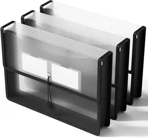 Plastic Expanding File Folder, Transparent envelopes with Elastic Closure, No Dividers, Large Capacity, Fit Letter/A4 Size - 3 Packs